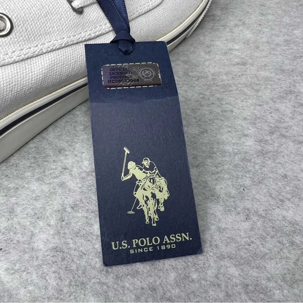 U.S. Polo Association Starboard Canvas Boat Shoe Sneaker Mens 9 White Preppy NWT